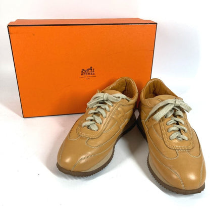 Hermes Sneakers Quick Logo Stitch Leather Beige — view 2