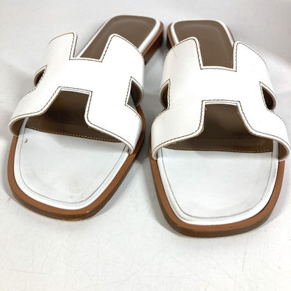 Hermes Sandals Oran Logo Leather White — view 3