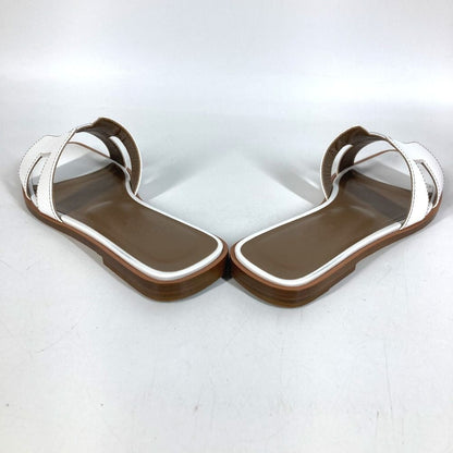 Hermes Sandals Oran Logo Leather White — view 8