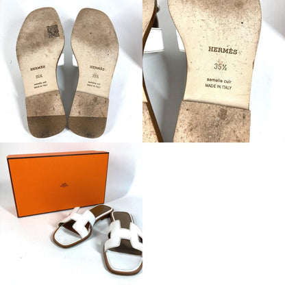 Hermes Sandals Oran Logo Leather White — view 9