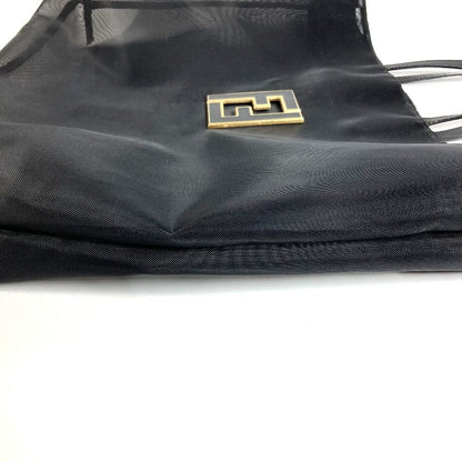 Fendi Handbag FF Logo Mesh Leather Black — view 6