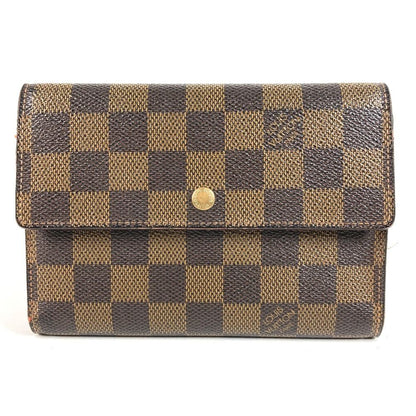 Louis Vuitton Trifold Wallet Porte Tresor Loue Tuy Papier Damier Canvas Ebene