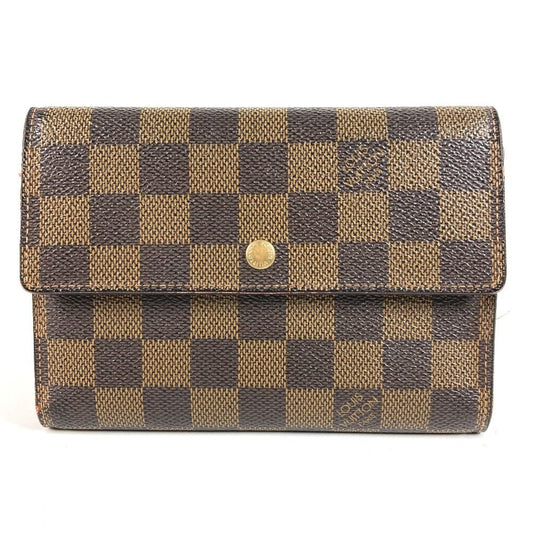 Louis Vuitton Trifold Wallet Porte Tresor Loue Tuy Papier Damier Canvas Ebene