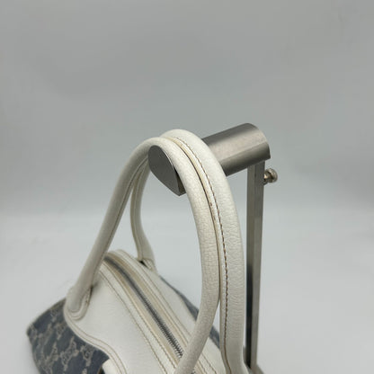 Celine Denim Leather Handbag Trio Nfu Zip Boogie Bag White — view 5
