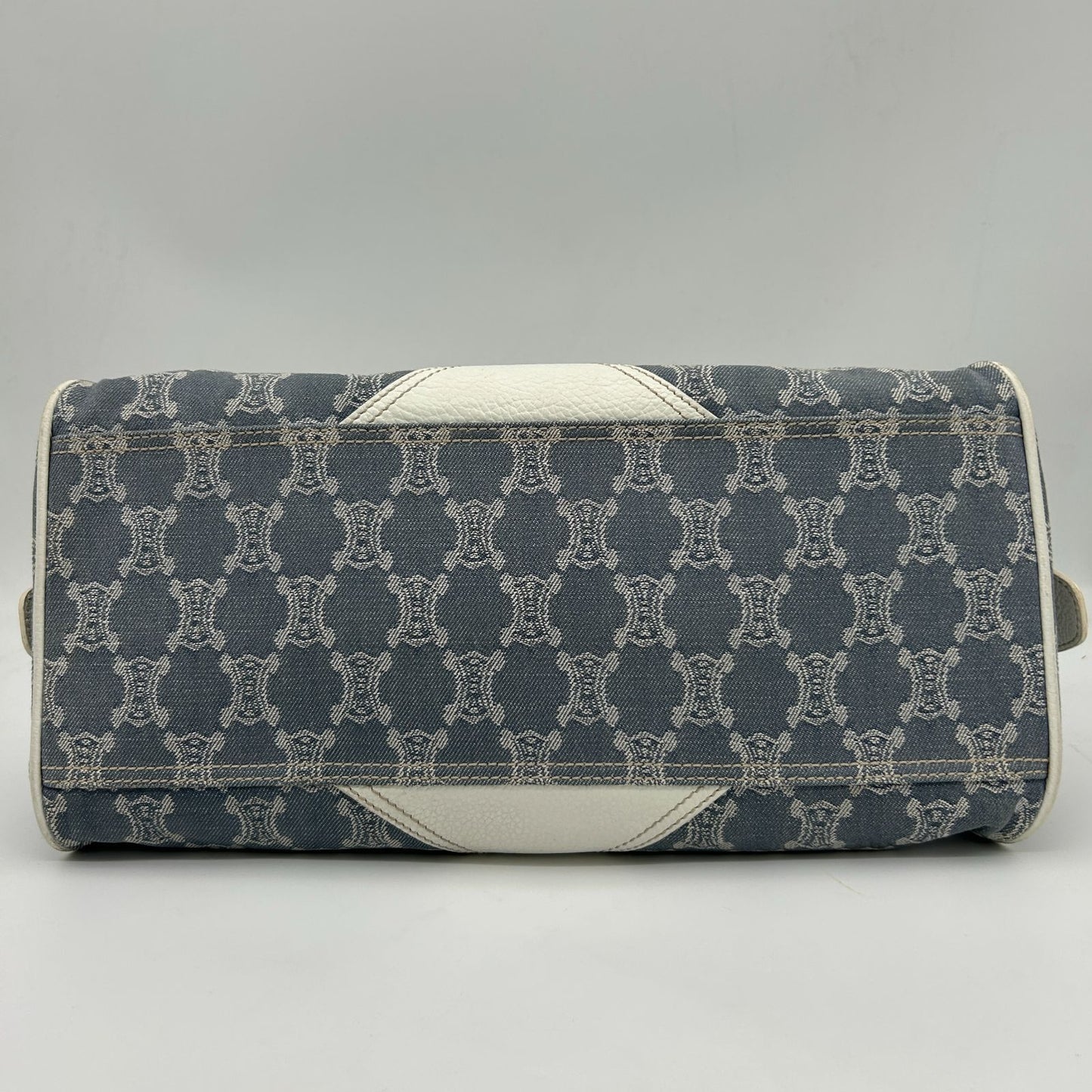 Celine Denim Leather Handbag Trio Nfu Zip Boogie Bag White — view 7