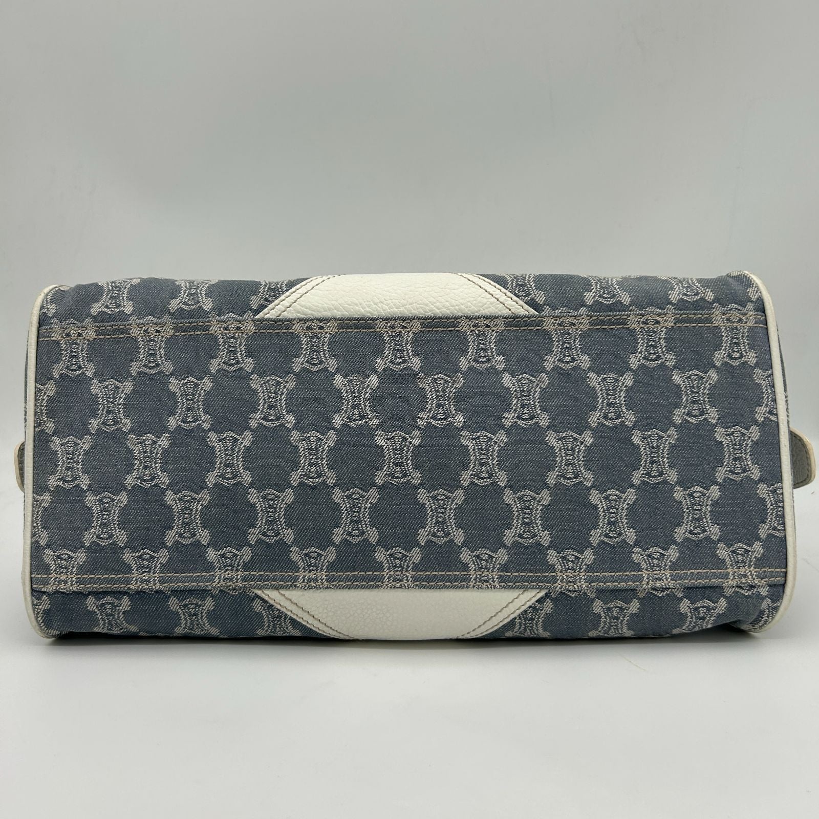 Celine Denim Leather Handbag Trio Nfu Zip Boogie Bag White — view 7