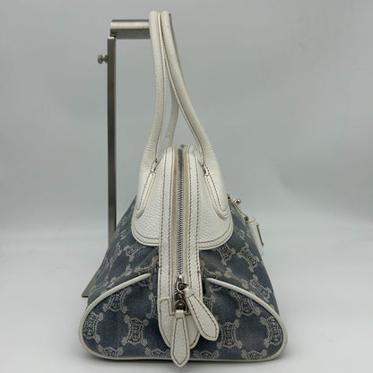 Celine Denim Leather Handbag Trio Nfu Zip Boogie Bag White — view 2