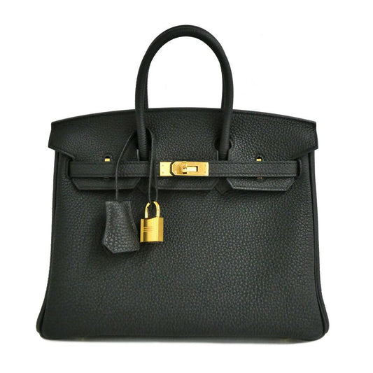 Hermes Birkin 25 Togo Black Gold Handbag