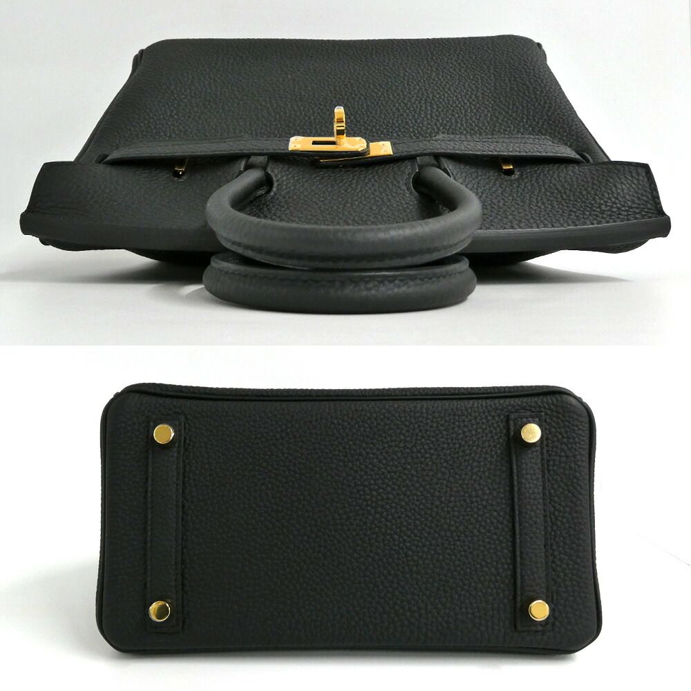 Hermes Birkin 25 Togo Black Gold Handbag — view 4