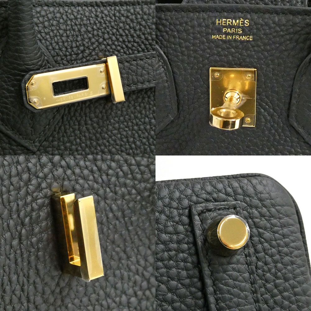 Hermes Birkin 25 Togo Black Gold Handbag — view 7