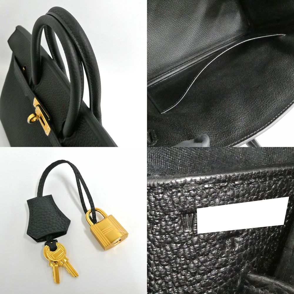 Hermes Birkin 25 Togo Black Gold Handbag — view 9