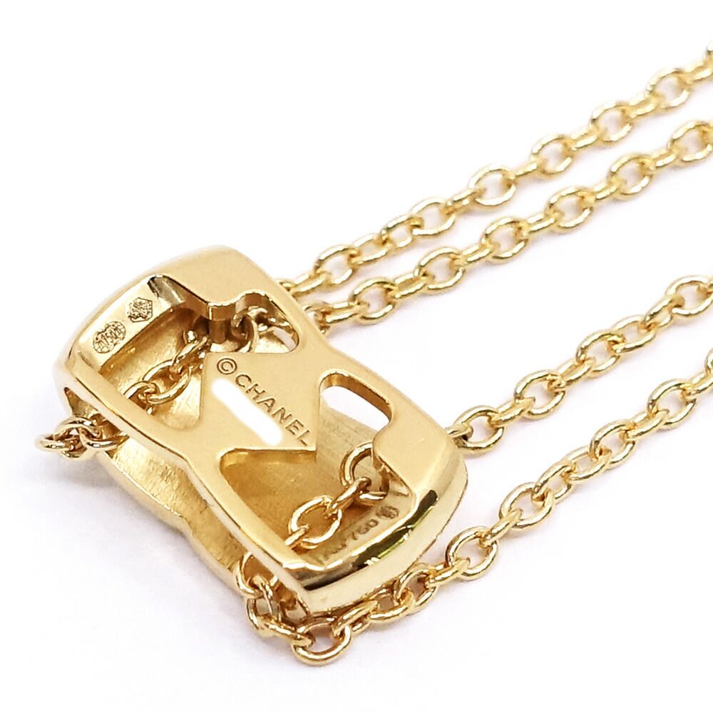 Chanel 18k Yellow Gold Coco Crush Necklace Double Chain Quilted — view 8