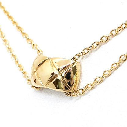Chanel 18k Yellow Gold Coco Crush Necklace Double Chain Quilted — view 2