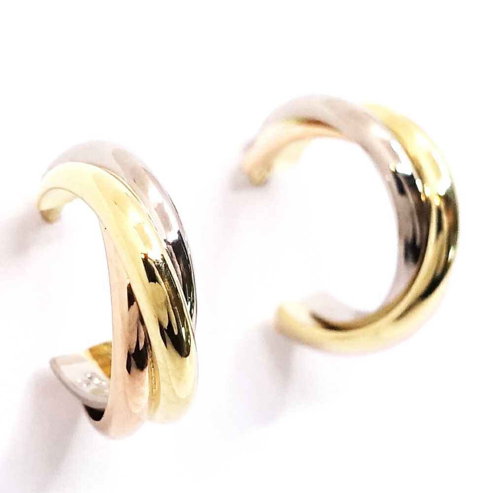 Cartier 18k Yellow Gold WG PG Trinity Earrings Hoop — view 3