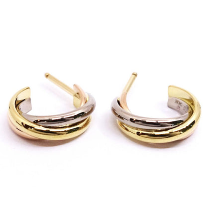 Cartier 18k Yellow Gold WG PG Trinity Earrings Hoop — view 7