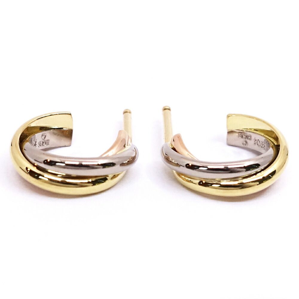 Cartier 18k Yellow Gold WG PG Trinity Earrings Hoop — view 5