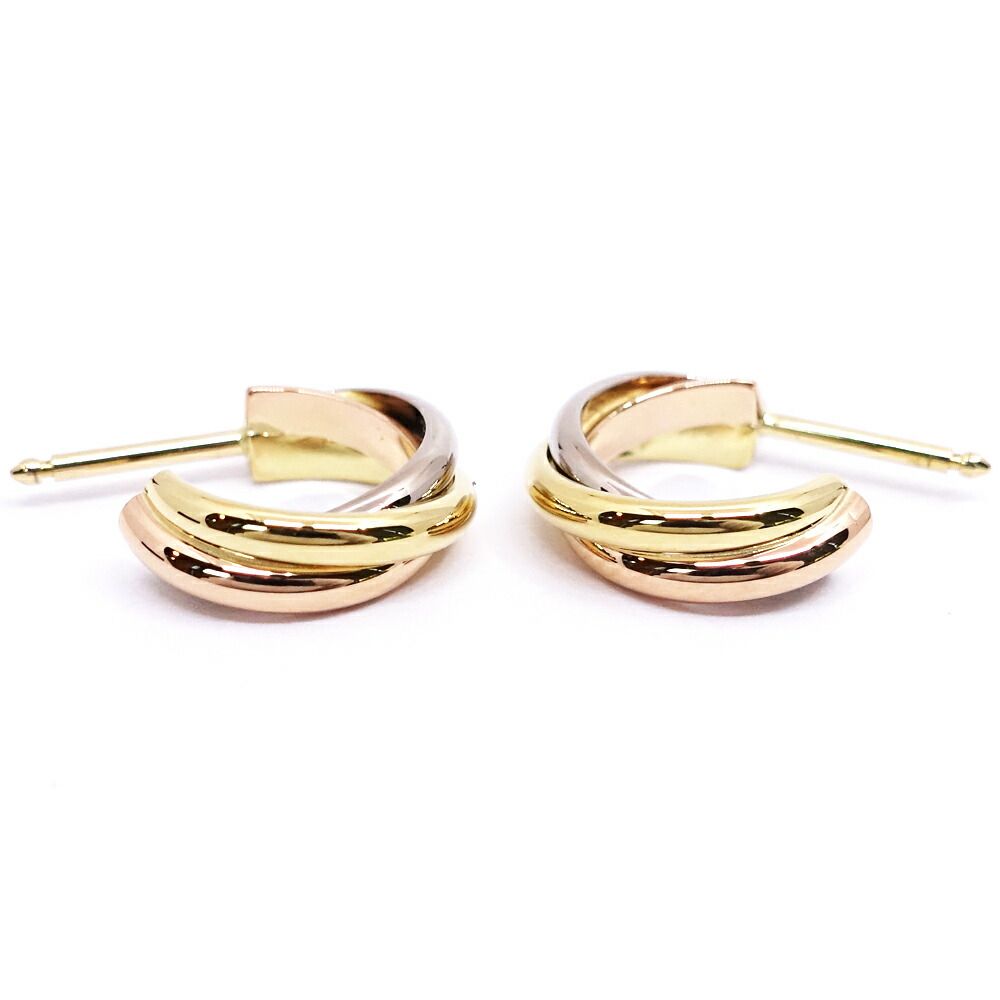 Cartier 18k Yellow Gold WG PG Trinity Earrings Hoop — view 6