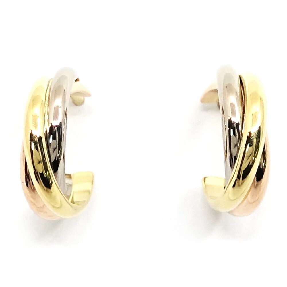 Cartier 18k Yellow Gold WG PG Trinity Earrings Hoop