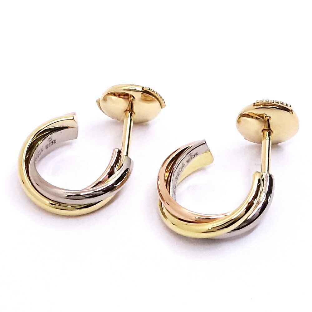 Cartier 18k Yellow Gold WG PG Trinity Earrings Hoop — view 9