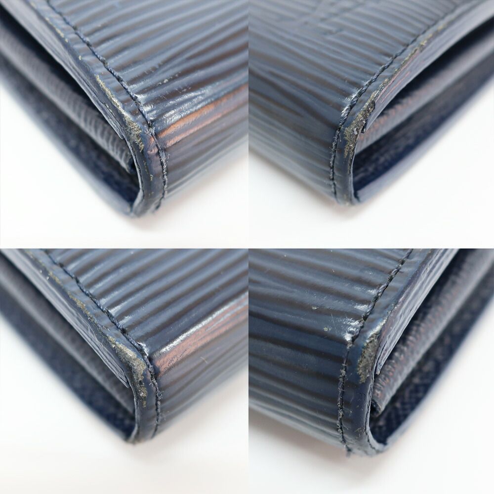 Louis Vuitton Ten Portefeuille Sarah Wallet Epi Leather Navy Silver — view 4