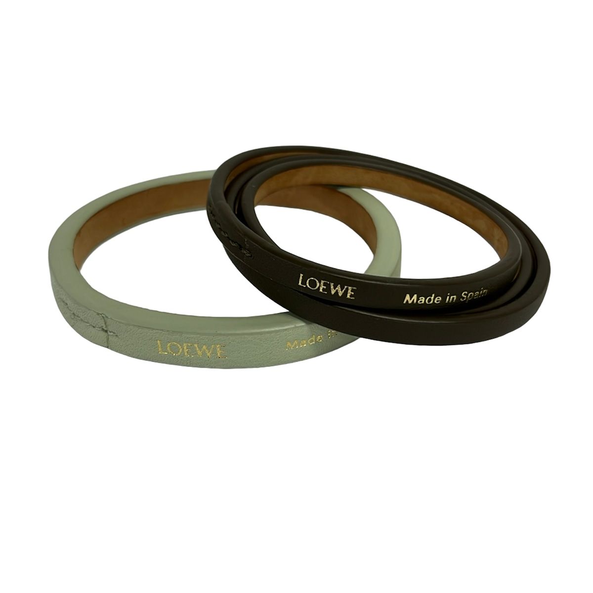 Loewe Bangle Leather Gray Beige Light Green Set Bracelet — view 4