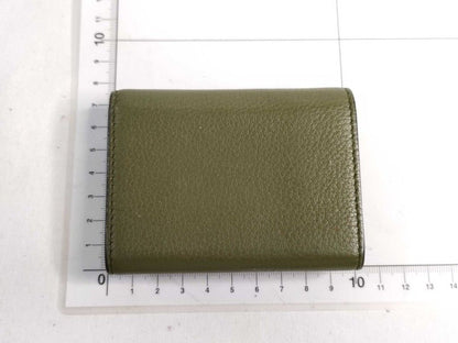 Gucci Trifold Wallet Compact Green Leather Embossed Logo Mini — view 2