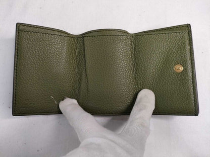Gucci Trifold Wallet Compact Green Leather Embossed Logo Mini — view 5