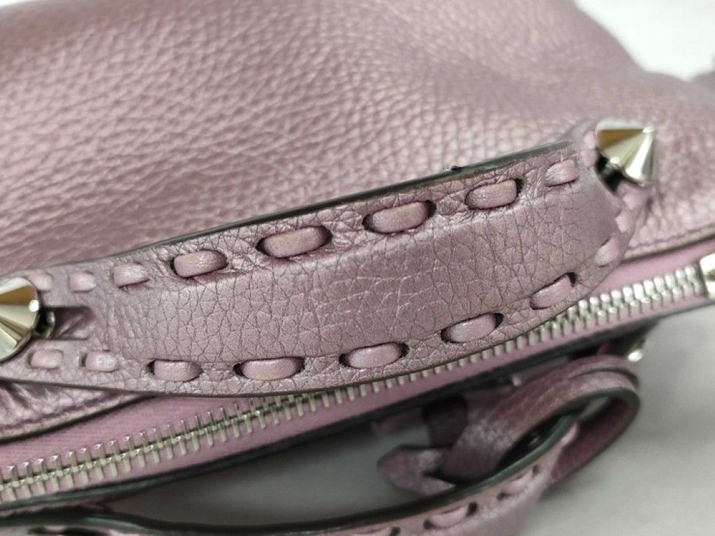 Fendi by the Way Mini Selleria Metallic Purple Leather 2-Way Shoulder Bag Silver — view 4