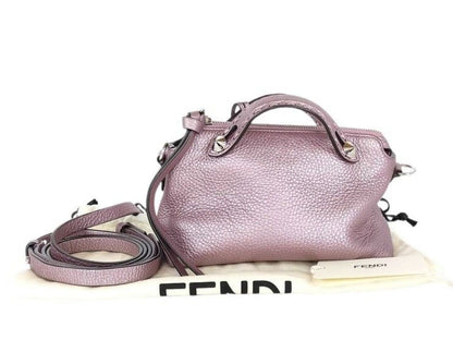 Fendi by the Way Mini Selleria Metallic Purple Leather 2-Way Shoulder Bag Silver