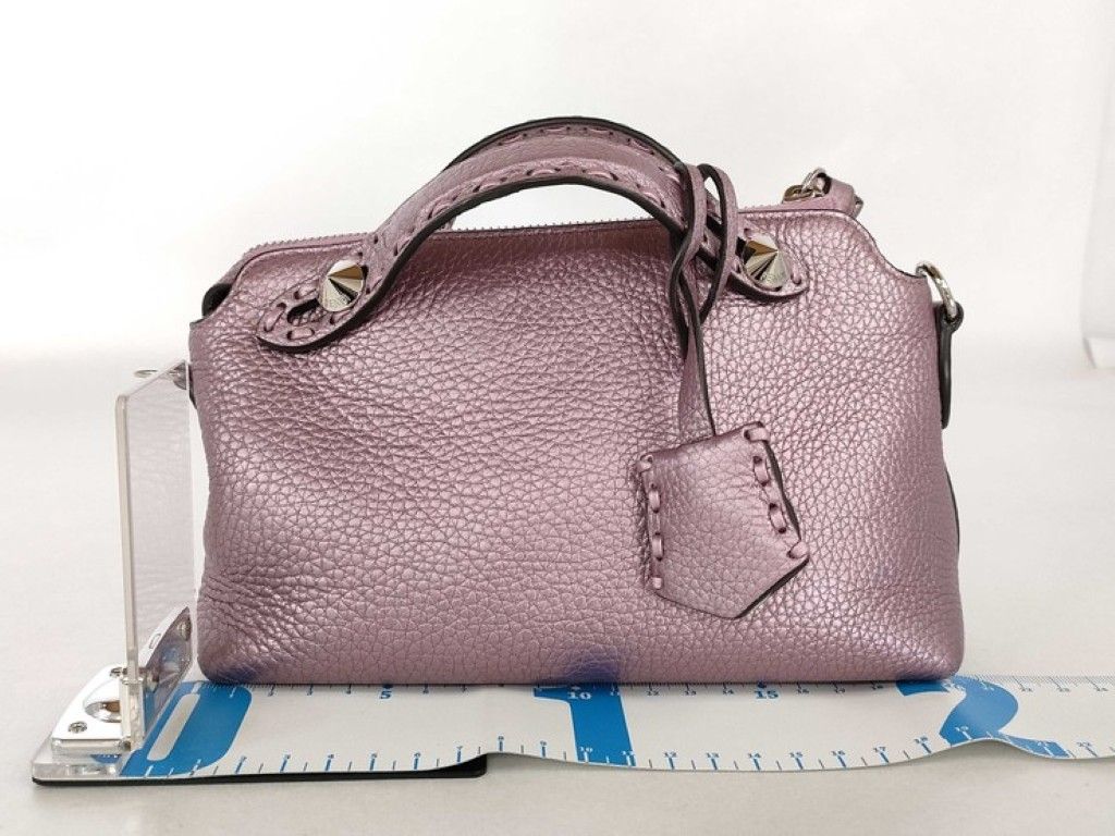 Fendi by the Way Mini Selleria Metallic Purple Leather 2-Way Shoulder Bag Silver — view 2