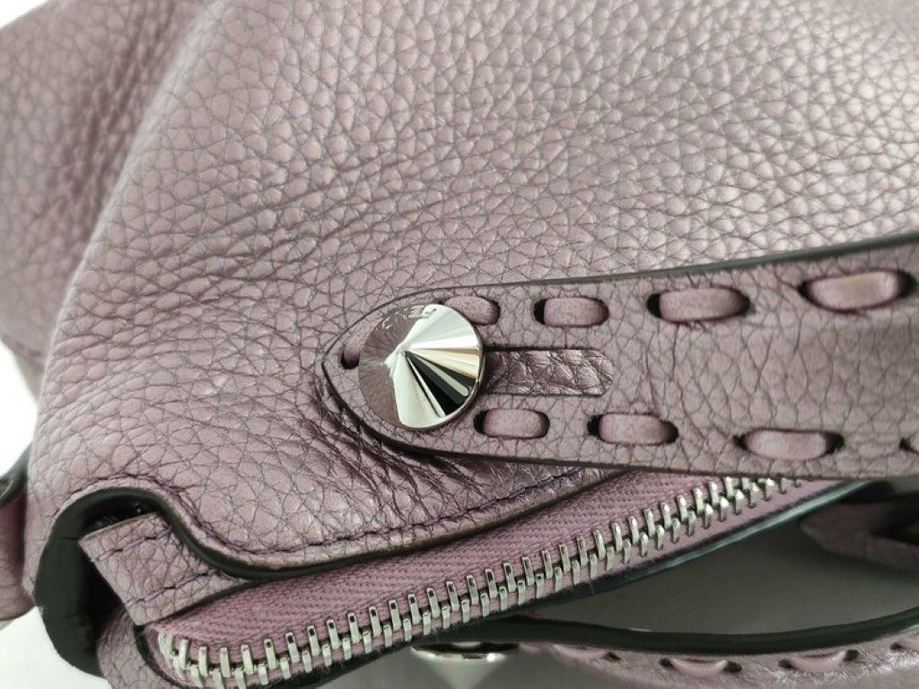 Fendi by the Way Mini Selleria Metallic Purple Leather 2-Way Shoulder Bag Silver — view 5