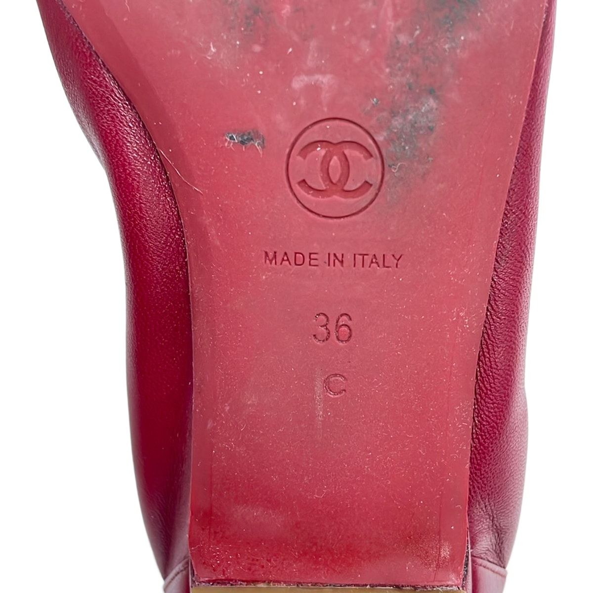 Chanel Flat Shoes 36 C Red Ribbon CC Logo Ballet Lambskin — view 6