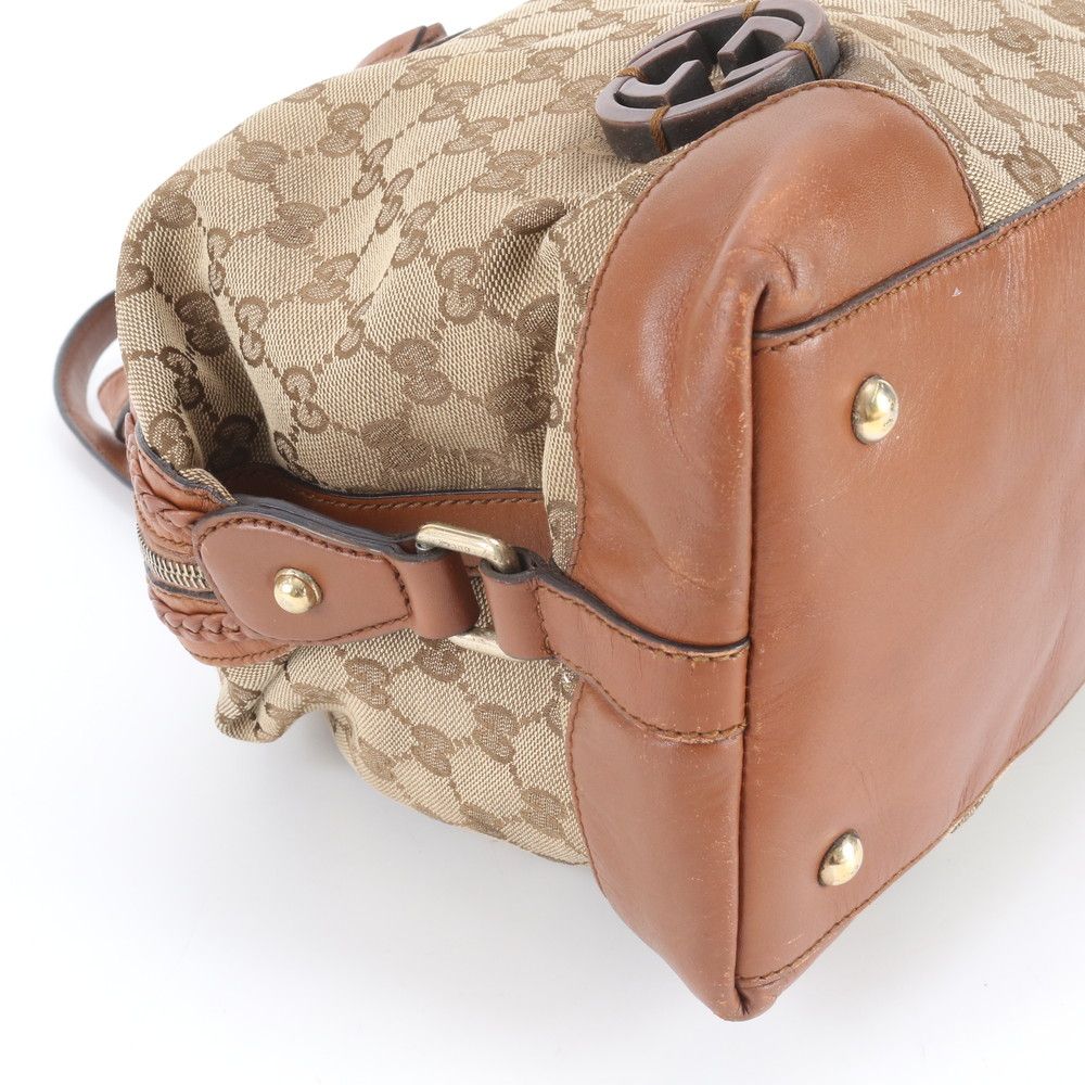 Gucci GG Canvas Interlocking Leather Tote Shoulder Brown — view 6