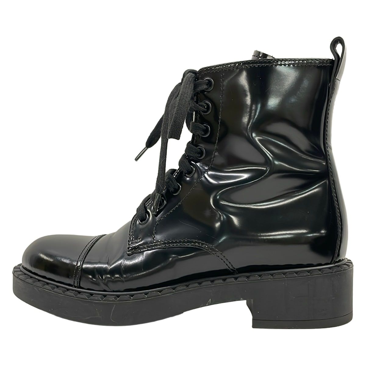 Prada Short Boots 36.5 Black Leather