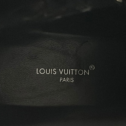 Louis Vuitton Short Boots 37 Black Dark Brown Monogram Canvas Leather — view 6