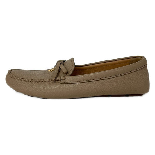 Prada Flat Shoes 38.5 Beige Ribbon Leather