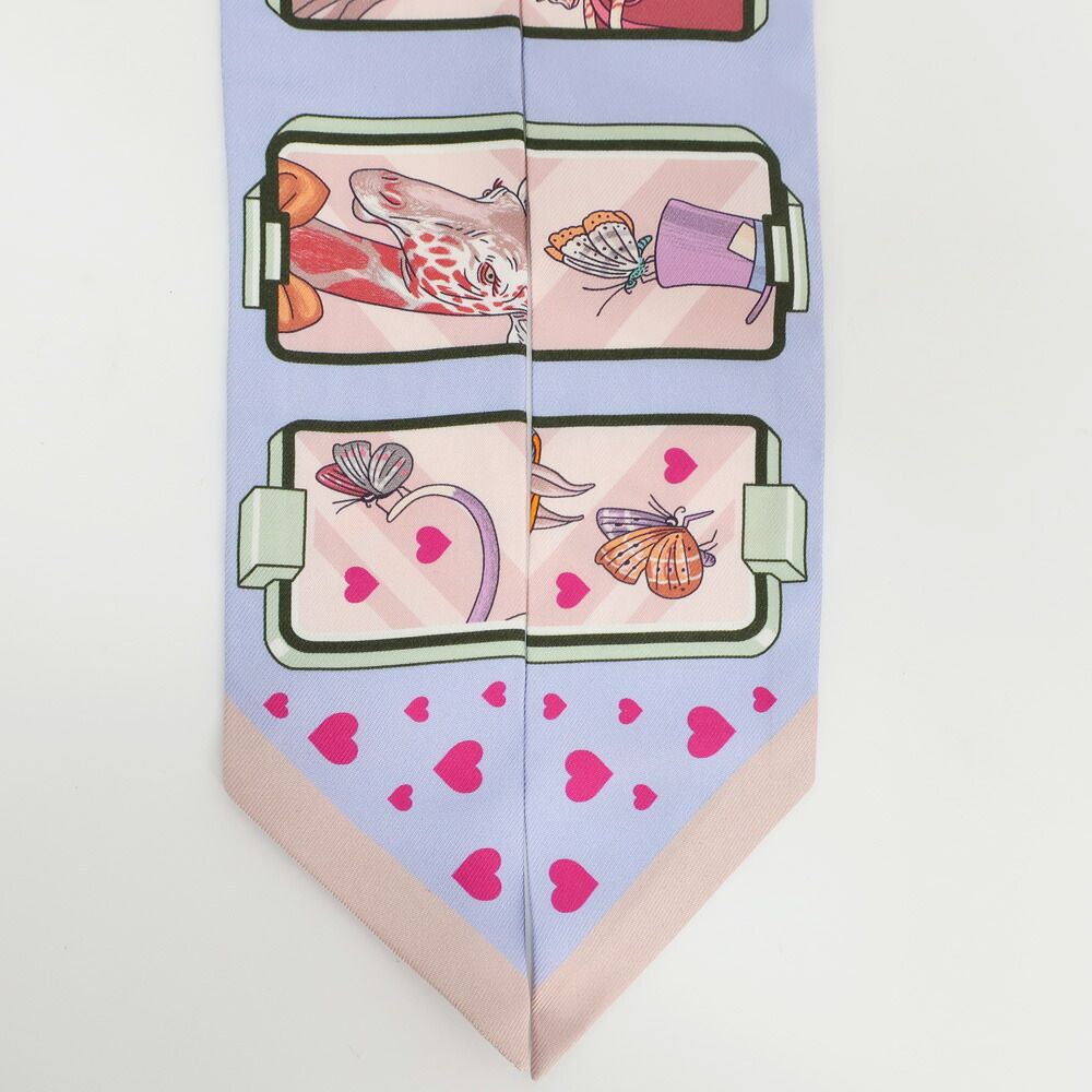 Hermes Heaven Twilly Story Scarf Silk Blue Pale Rose Multicolor — view 4