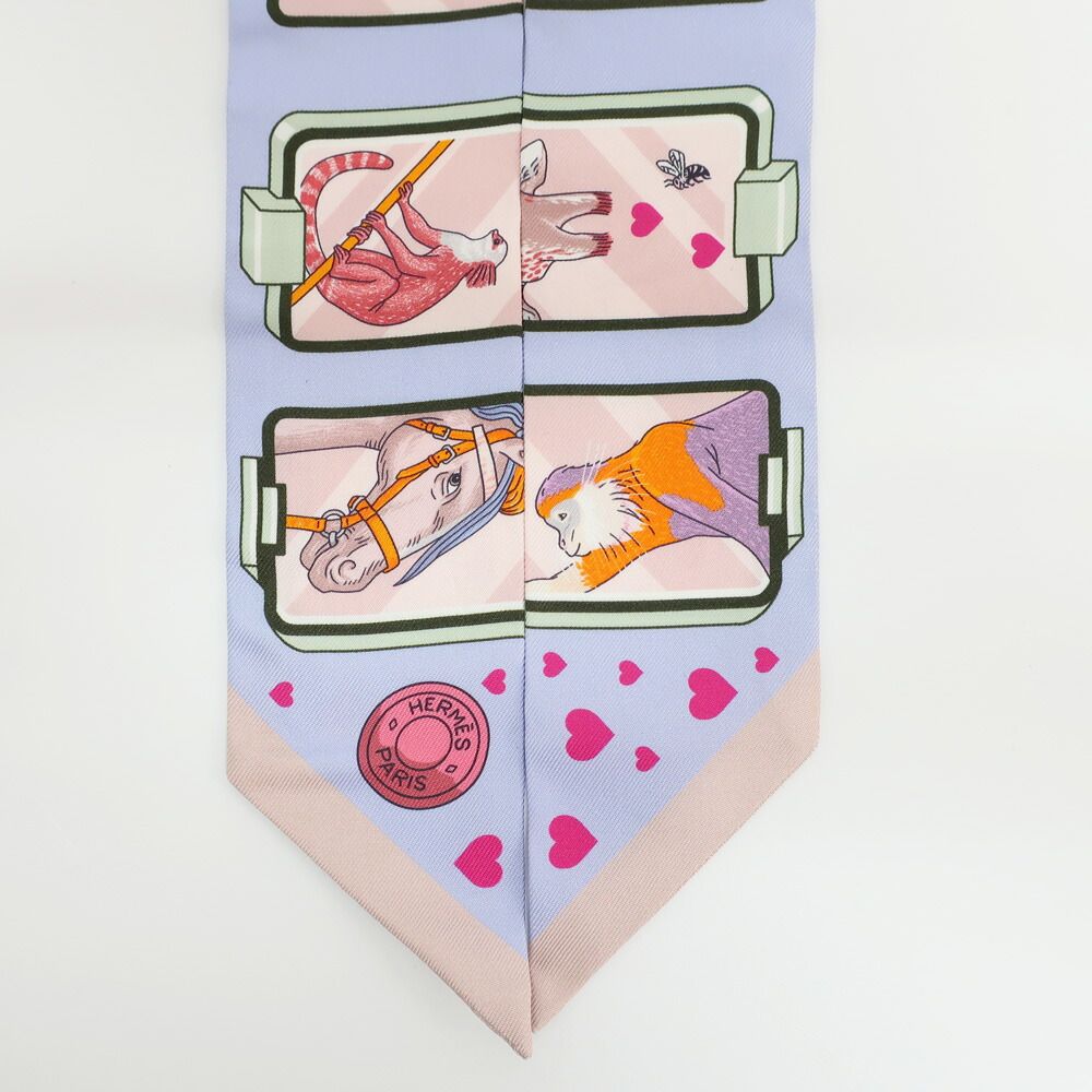 Hermes Heaven Twilly Story Scarf Silk Blue Pale Rose Multicolor — view 3
