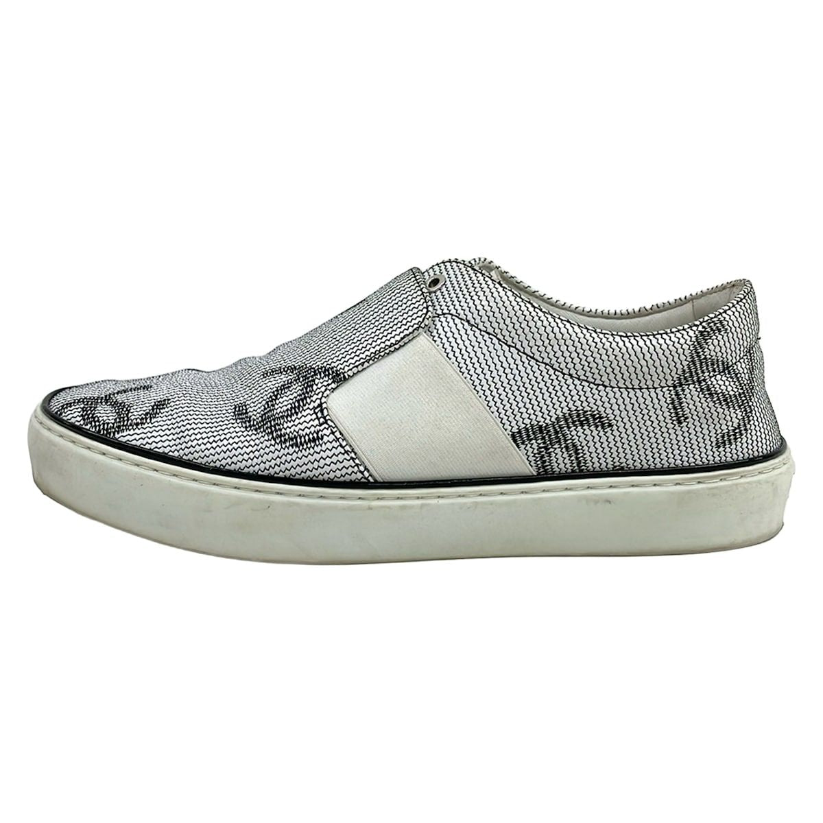 Chanel Sneakers 36 White Black Slip Ons CC Logo Leather
