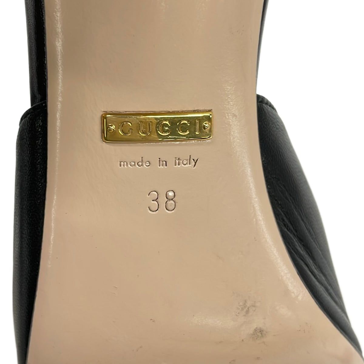 Gucci Mules 38 Black Gold Leather — view 6