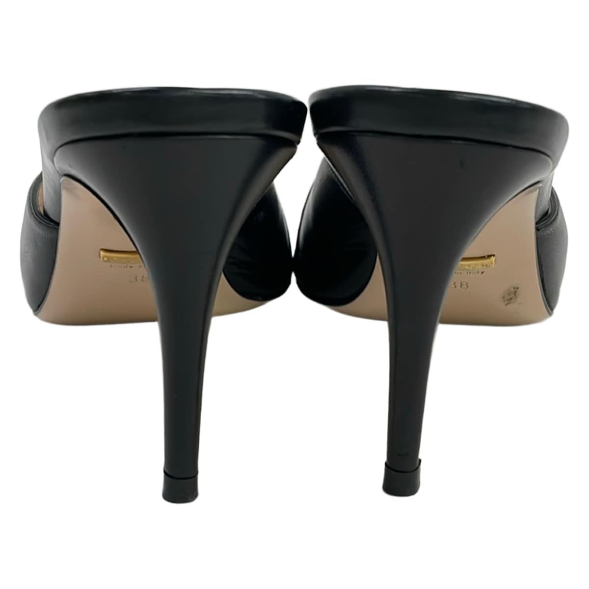 Gucci Mules 38 Black Gold Leather — view 3