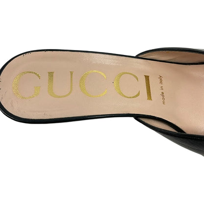 Gucci Mules 38 Black Gold Leather — view 5