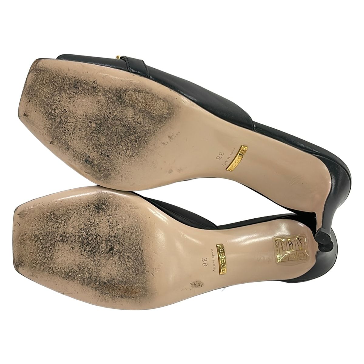 Gucci Mules 38 Black Gold Leather — view 4
