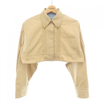 Prada Cropped Poplin Jacket Triangle Logo