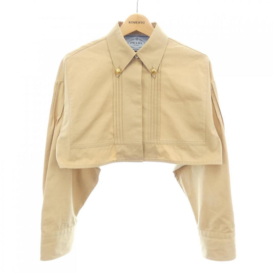 Prada Cropped Poplin Jacket Triangle Logo