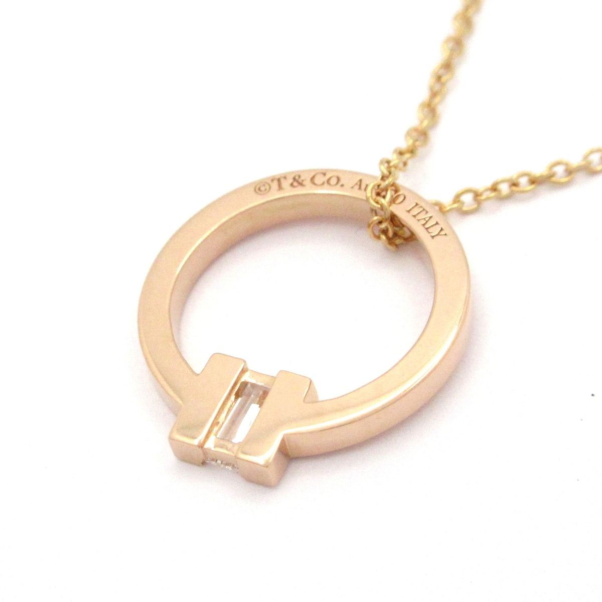 Tiffany & Co Necklace T Square 18k Pink Gold Diamond — view 3