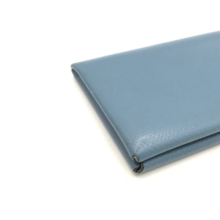 Hermes Calvi Epsom Blue Jean Silver Card Case Business Holder Busines Available — view 4