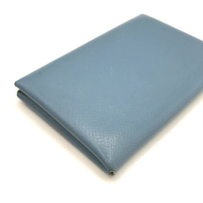 Hermes Calvi Epsom Blue Jean Silver Card Case Business Holder Busines Available — view 6
