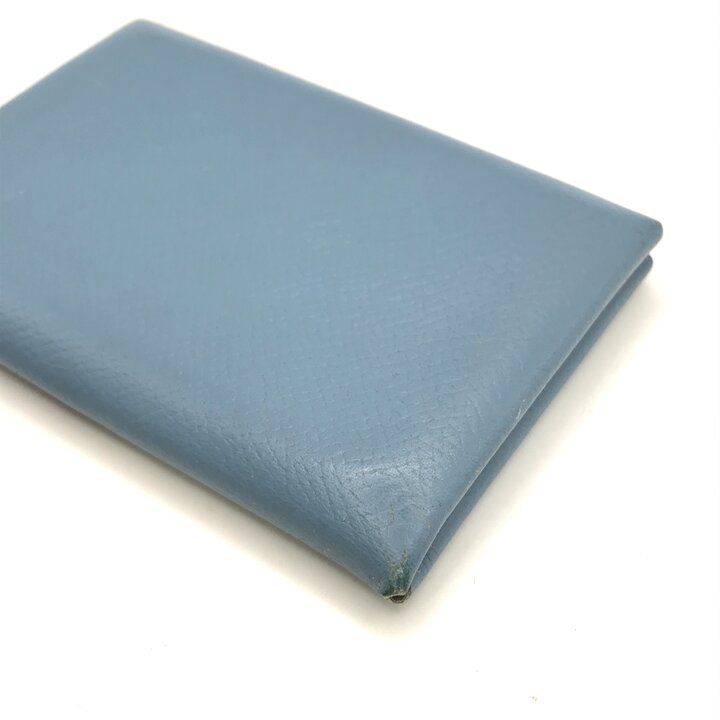 Hermes Calvi Epsom Blue Jean Silver Card Case Business Holder Busines Available — view 7