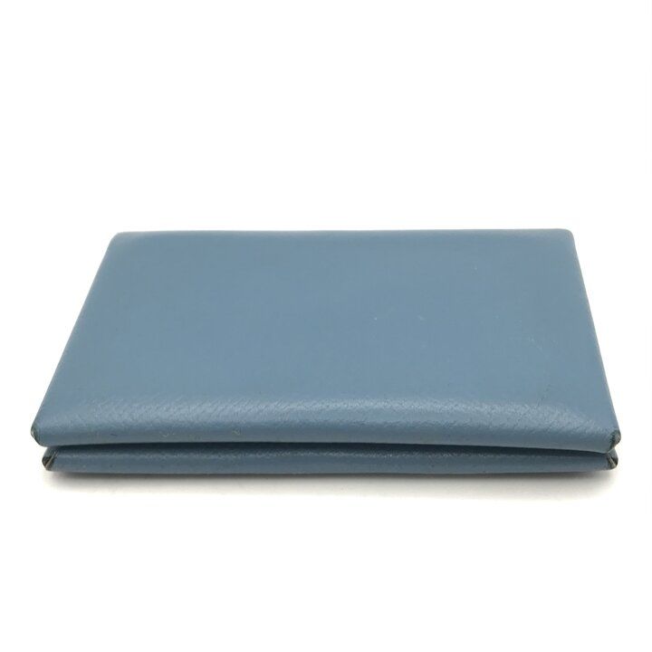 Hermes Calvi Epsom Blue Jean Silver Card Case Business Holder Busines Available — view 3